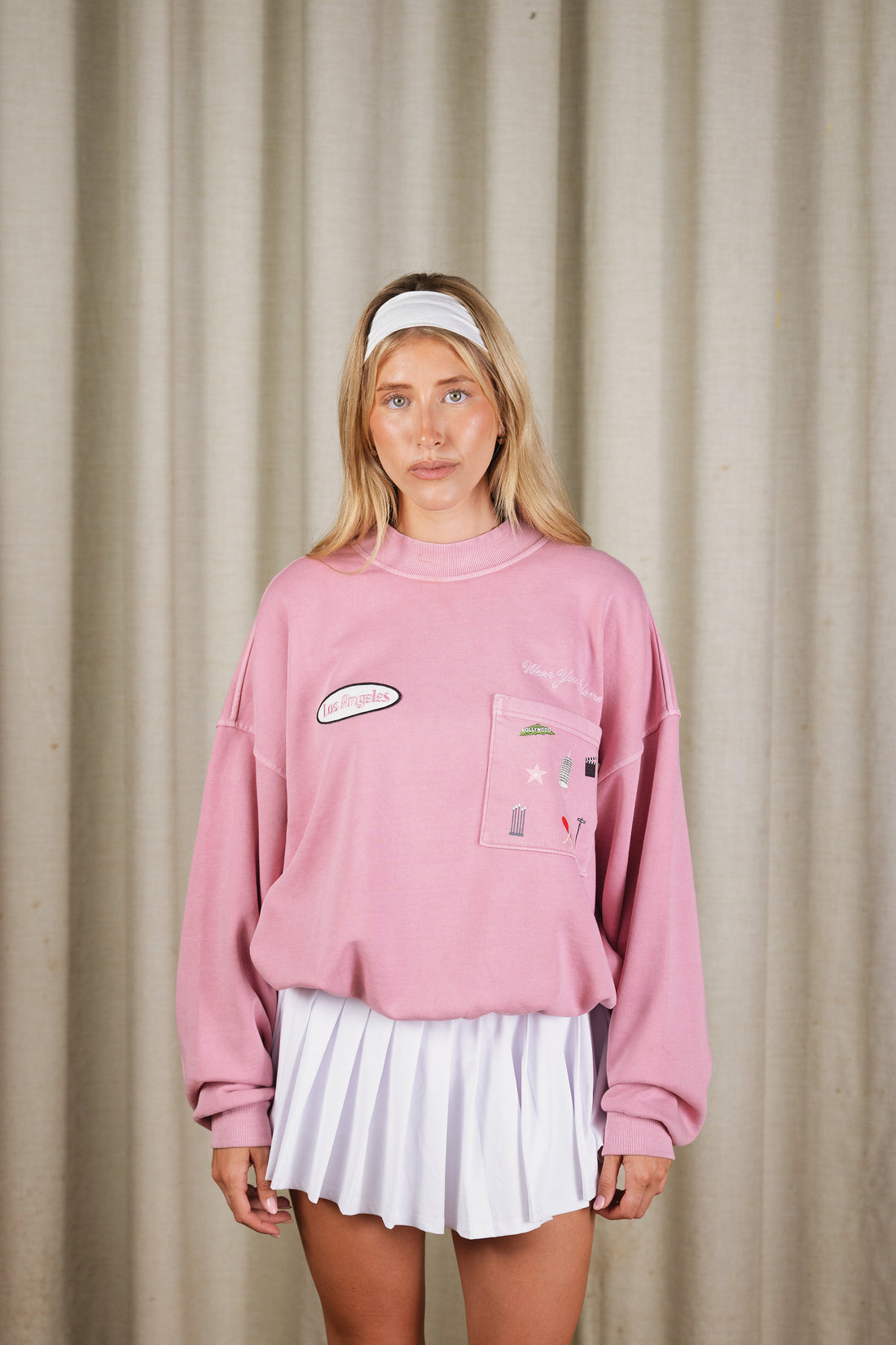 Los Angeles Crewneck in Smoothie Pink — front