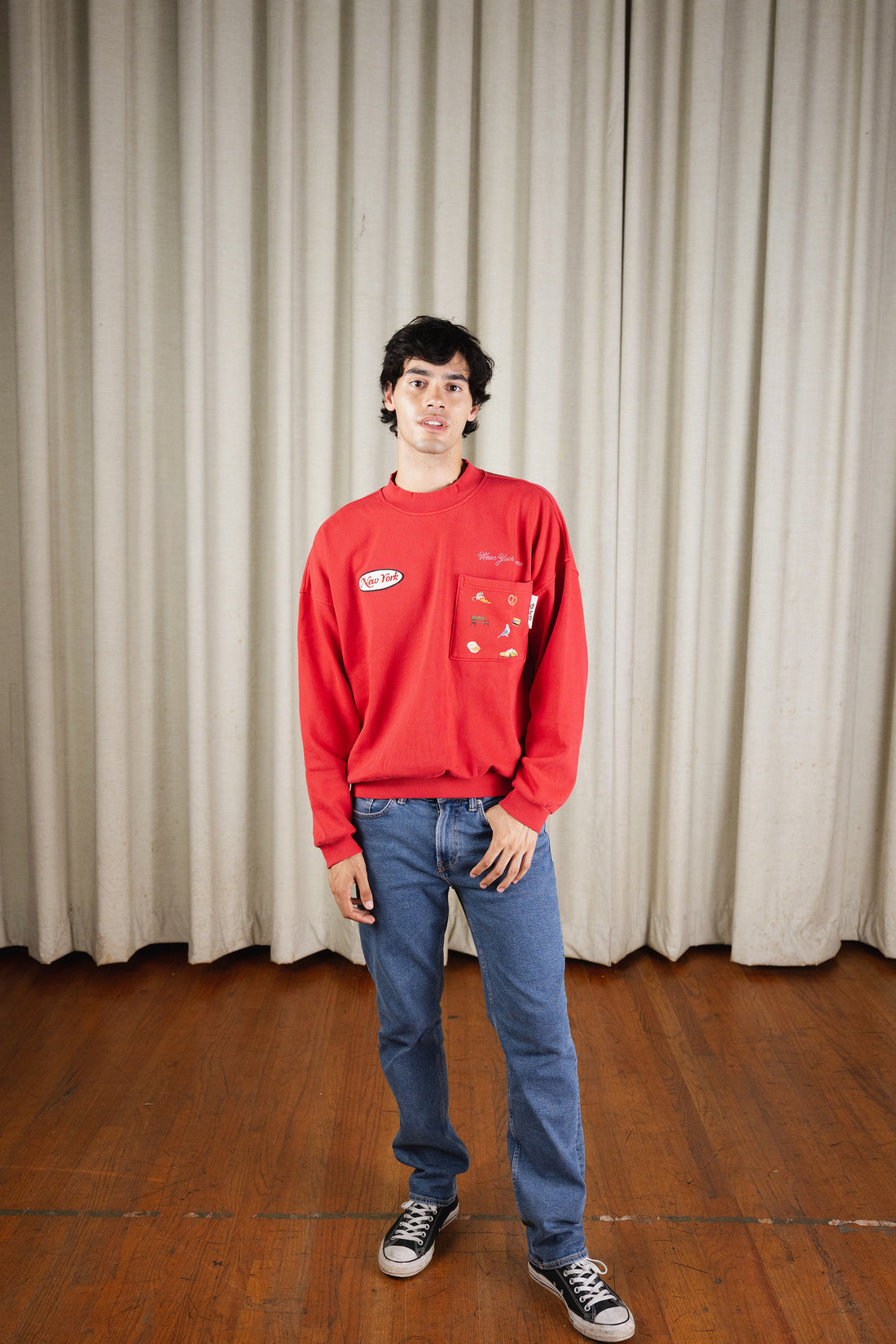 New York Crewneck in Apple Red — front